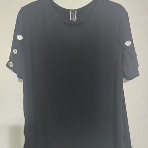 Elegant Black Button-Accent Women's Blouse